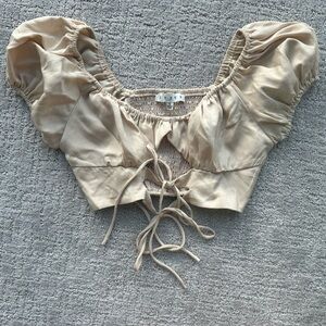 HYFVE Cream Puff Sleeve Crop Top